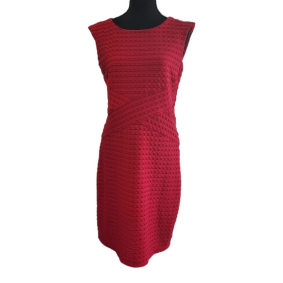 EUC North Style Red Textured Sleeveless Sheath Dress Size 10 - Picture 1 of 8